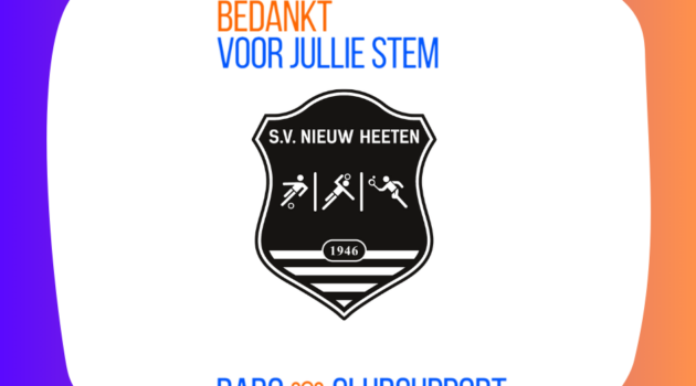 Bedankt voor jullie stem via Rabo ClubSupport